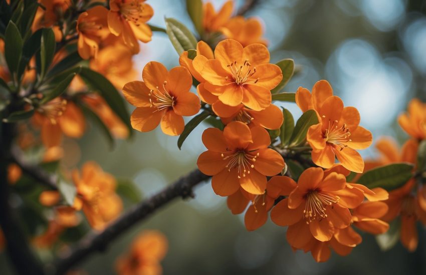 A Florida tree blooms with vibrant orange flowers