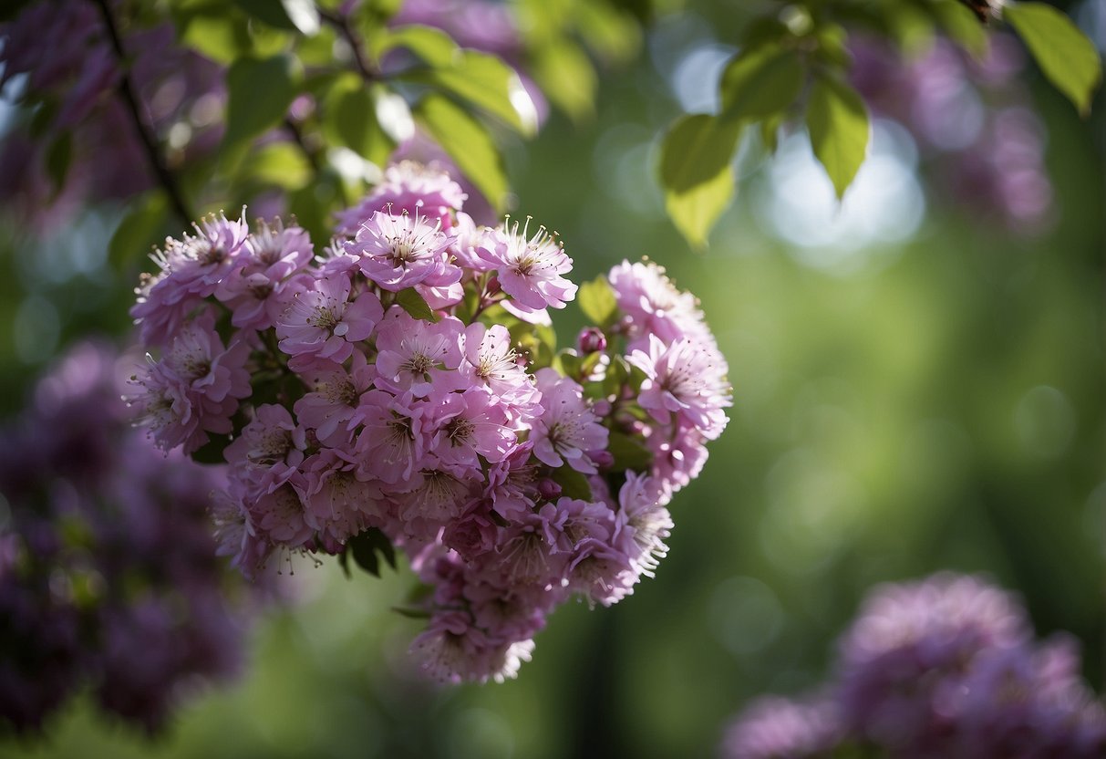 A purple flowering tree stands tall in a Maryland landscape, its vibrant blooms contrasting against the green foliage