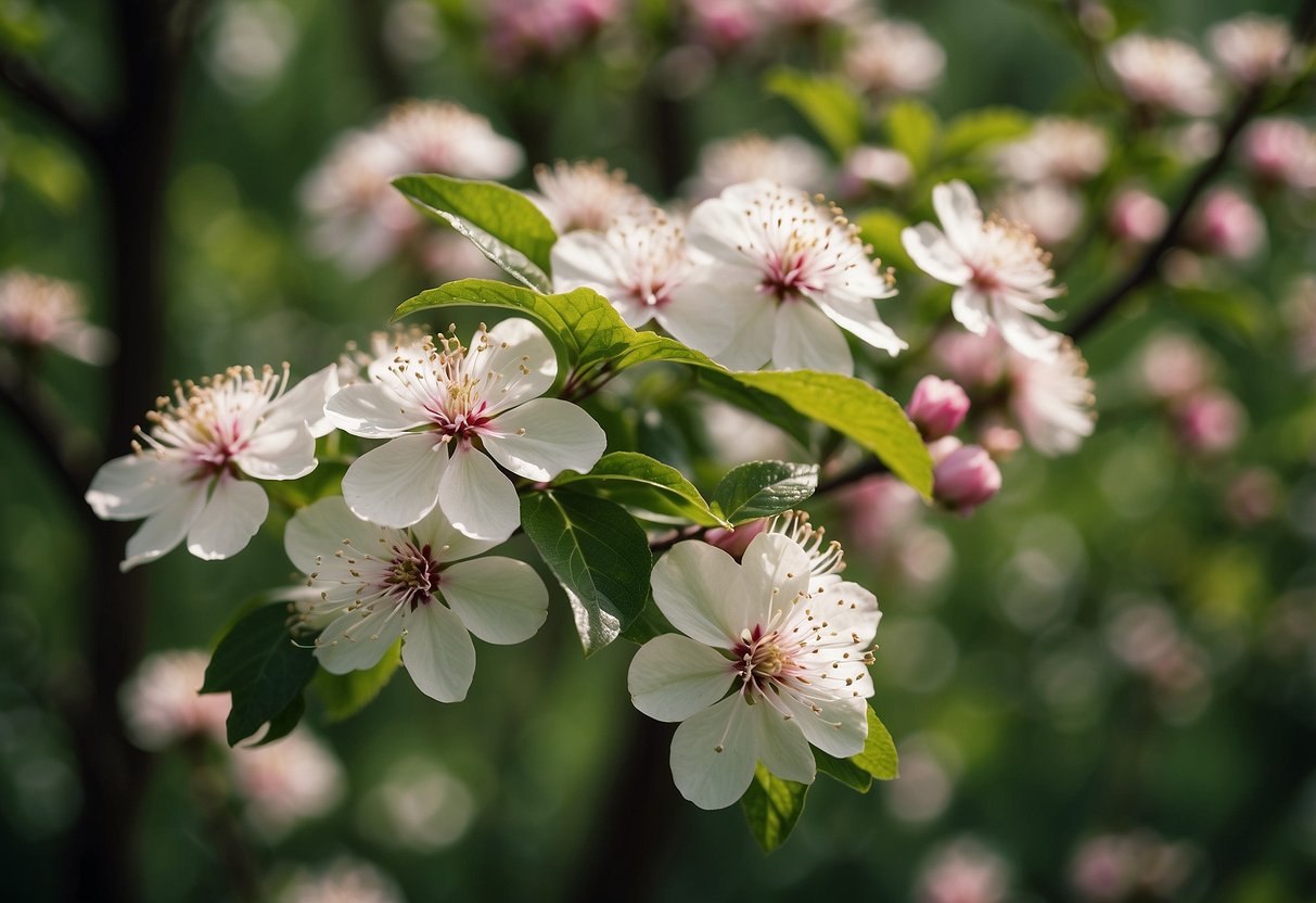 Lush green trees with vibrant pink and white blossoms cover the Georgia landscape, creating a picturesque scene of spring and summer in full bloom