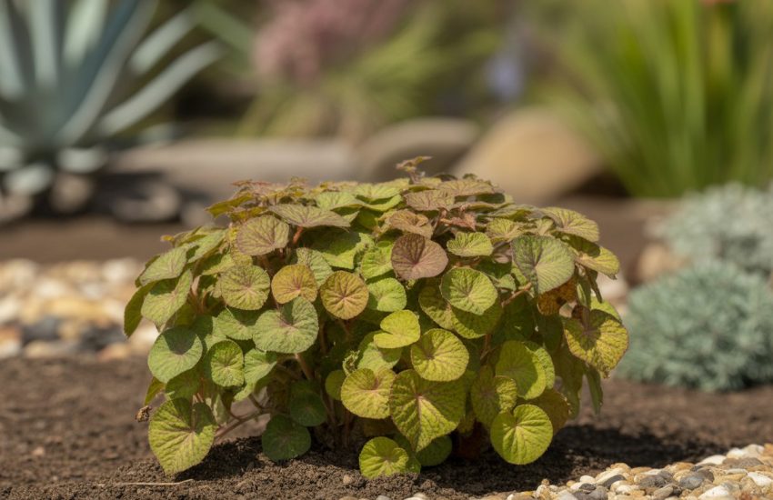 A close-up of a healthy ornamental native plant growing in a landscaped garden.