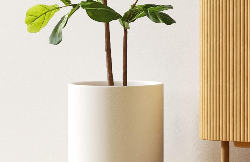 LE TAUCI 12 Inch Mid-Century Ceramic Planter