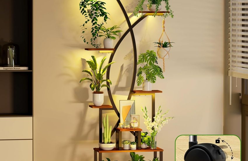 LOYAL TIGER 2-Tier Tall Metal Plant Stand (27.1 inch, 2-Pack)