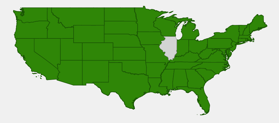 Native range map of Bracken Fern (Pteridium aquilinum) showing widespread distribution across the United States