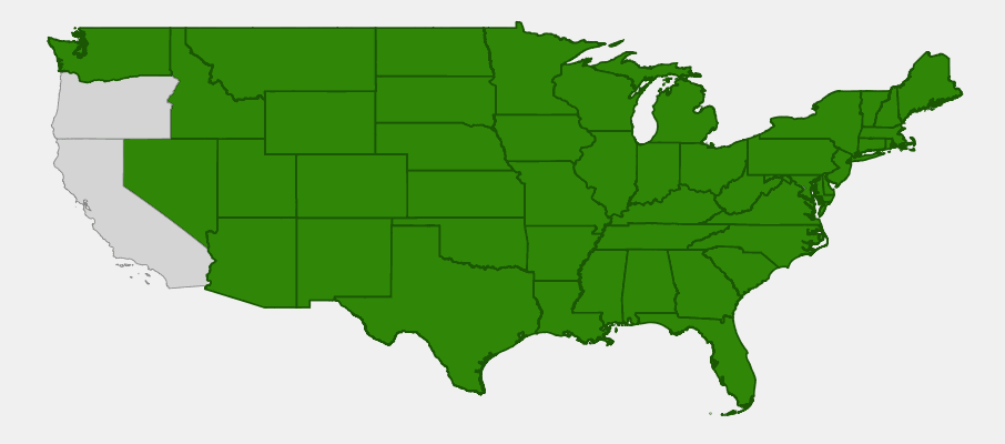 Native range map of Canada Wild Rye (Elymus canadensis)