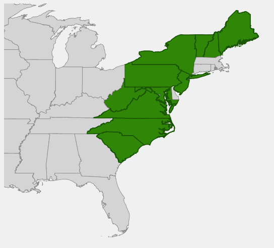 Native range map of Black Chokeberry (Aronia melanocarpa)