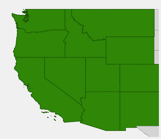 Native range map of Slender Hairgrass (Deschampsia elongata) showing distribution across western United States