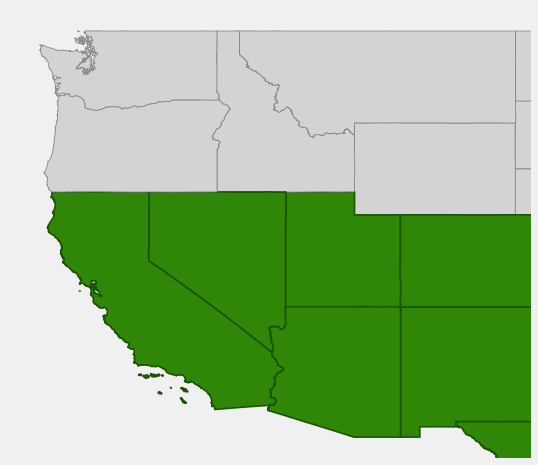 Native range map of Velvet Ash (Fraxinus velutina)