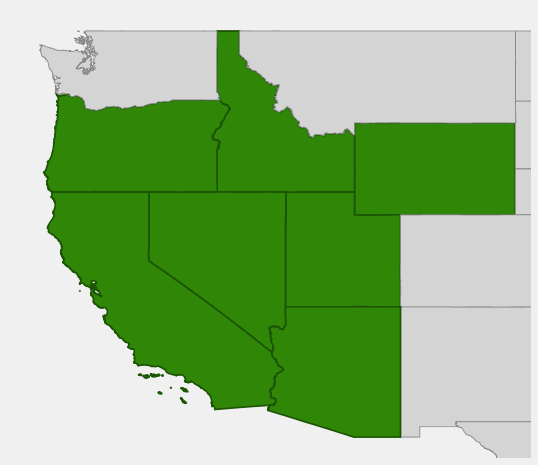 Native range map of Fern Bush (Chamaebatiaria millefolium)