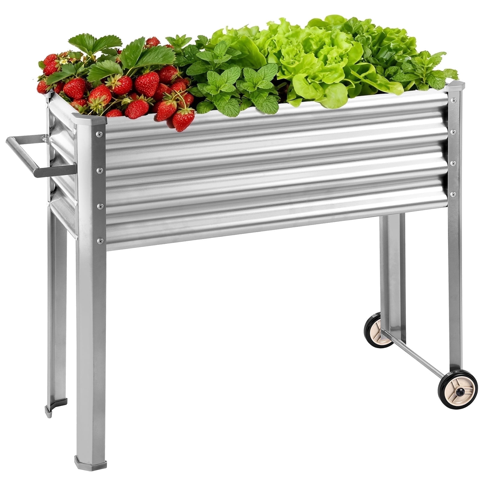 Foyuee Raised Planter Box with Legs and Wheels