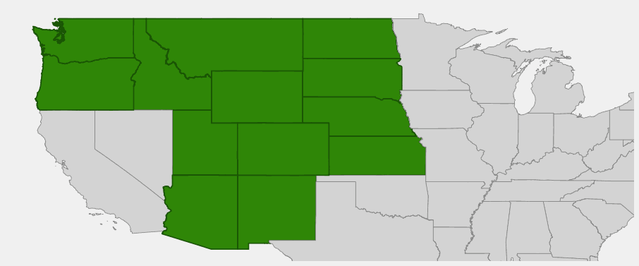 Native range map of Fringed Sage (Artemisia frigida)