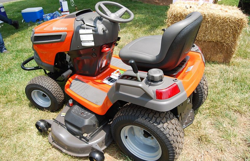 Husqvarna riding mower on grass