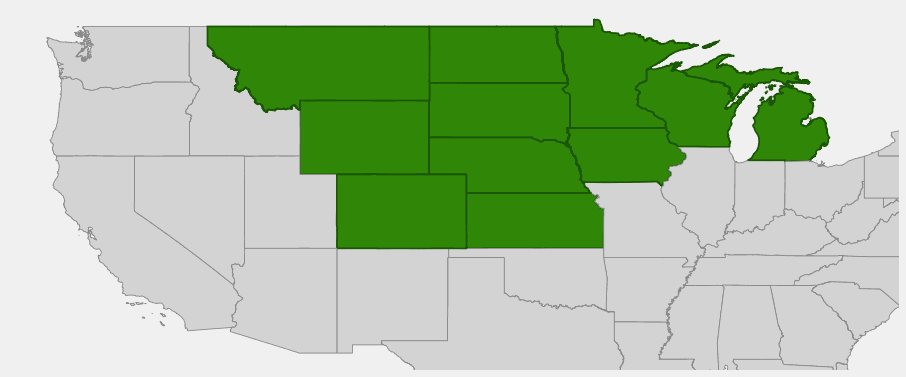 Native range map of June Grass (Koeleria macrantha)