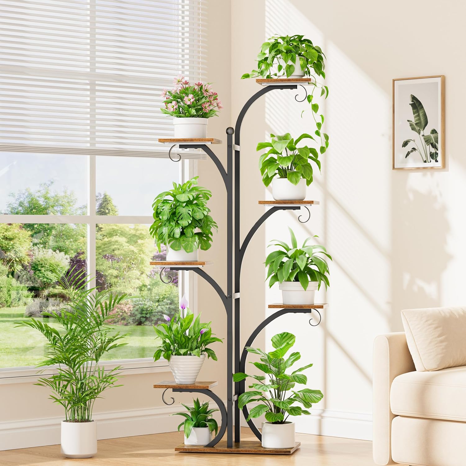Top 5 Best Multi-Tiered Indoor Plant Stands for Large Collections in 2026 - PlantNative.org JUSTOGO 63 Inch 7-Tier Plant Stand with Grow Light
