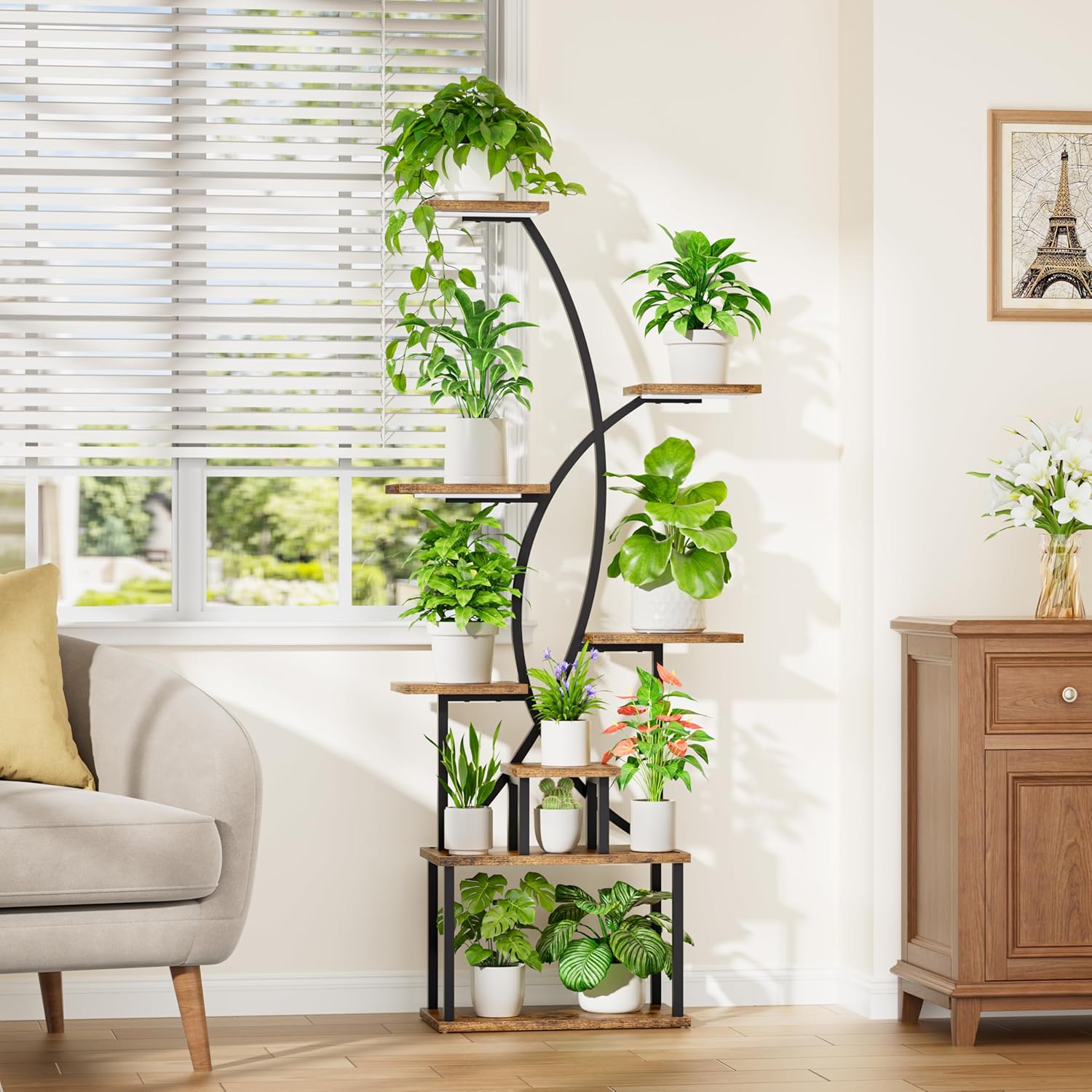 JUSTOGO 8-Tiered Plant Stand with Grow Light