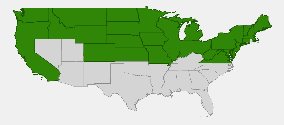 Native range map of Coastal Panic Grass (Panicum amarum)