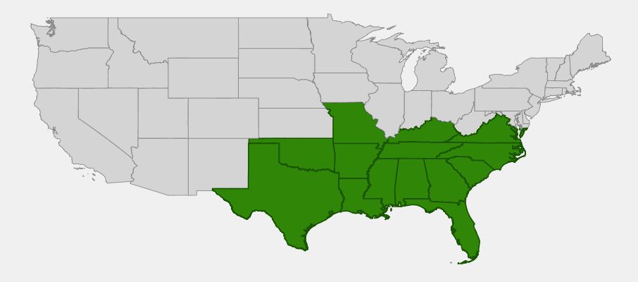 Native range map of Parsley Hawthorne (Crataegus marshallii)