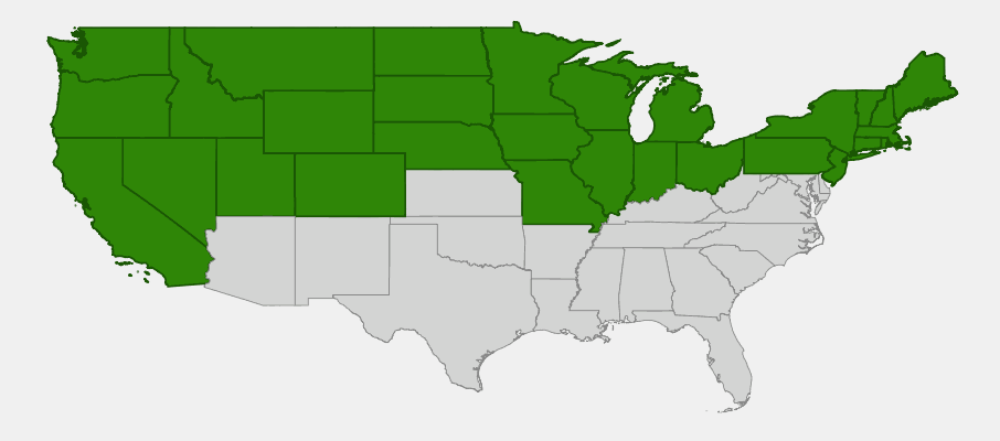 Native range map of Red Baneberry (Actaea rubra)