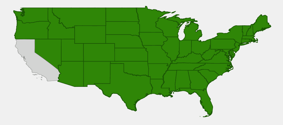 Native range map of Smooth Sumac (Rhus glabra)