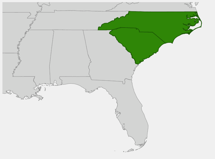 Native range map of Yellow Birch (Betula alleghaniensis)