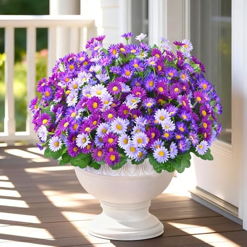 Top 4 Best Artificial Outdoor Plants for Front Porch Decor in 2026 - PlantNative.org Realistic Artificial Flowers for Outdoors, 6 Bundles Full Daisy UV Resistant Artificial Outdoor Flow