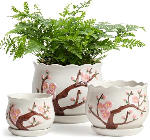 Top 5 Best Ceramic Plant Pots for Modern Home Decor in 2026 - PlantNative.org STHIE Ceramic Plant Pots with Drainage Holes and Saucers, Round Flower Pots for Indoor Plant, 3.9/5.