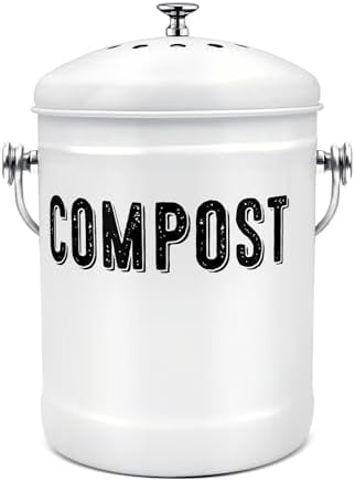 Compost Bin Kitchen, ENLOY Countertop Compost Bin with Lid Use for Kitchen Food Waste, Powder Coated