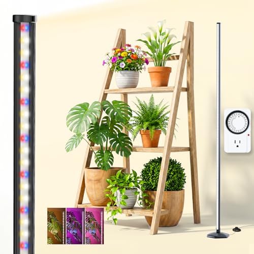 Standing Grow Light with Timer, 192 LEDs, 65 Inch Full Spectrum Vertical Plant Lamp Bar for Indoor, 