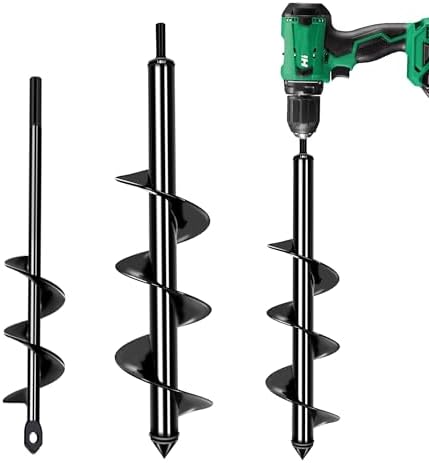 Garden Auger Drill Bit Set - 1.6x16' & 3.54x15.7', Ground Earth Spiral Drill Bit for 3/8' Hex Drive 