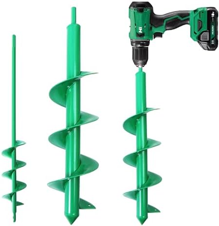 Garden Auger Drill Bit for Planting Set of 2,Soil Ground Earth Spiral Drill Bit for 3/8