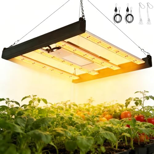 HHNMAHN 120W LED Grow Light Full Spectrum Dimmable for Indoor Plants,13x12.5Inch Hanging Growing Lam