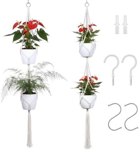 Top 5 Best Hanging Planters for Indoor Herbs in 2026 - PlantNative.org Dntorx Macrame Plant Hanger, 2 Pack 50 Inch