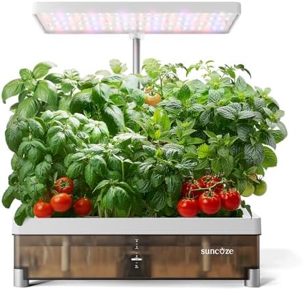 SUNCOZE Hydroponics Growing System Kit 13 Pods, Indoor Garden with Dimmable Grow Light, 4L Visible W