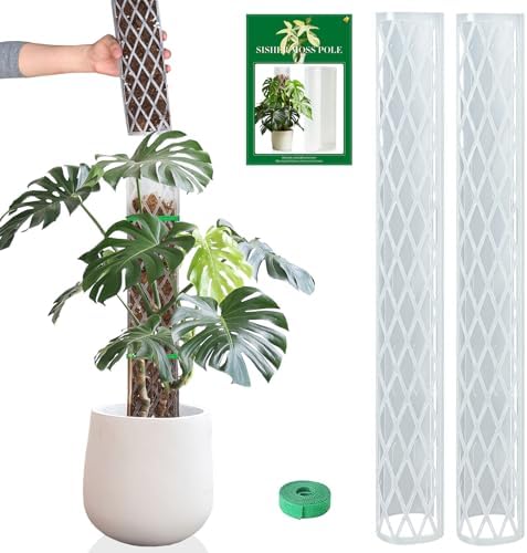 Sisher 2 Pack 16 Inch Plastic Moss Poles for Climbing Plants D Shaped Moss Pole Work with Sphagnum M
