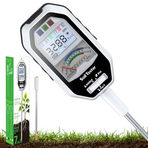 Soil Moisture Meter, 7-in-1 Soil PH Tester/Soil Moisture/Fertility with Removable Probe, Digital Air