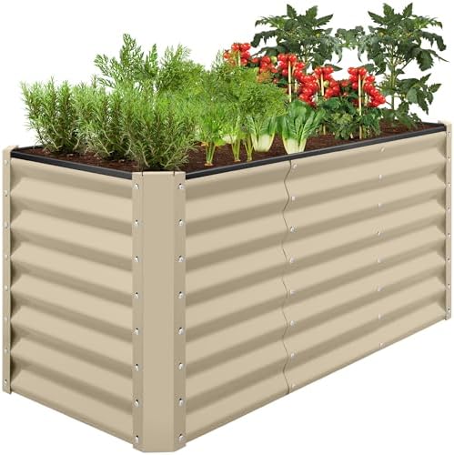 Best Choice Products 4x2x2ft Outdoor Metal Raised Garden Bed, Deep Root Box Planter for Vegetables, 