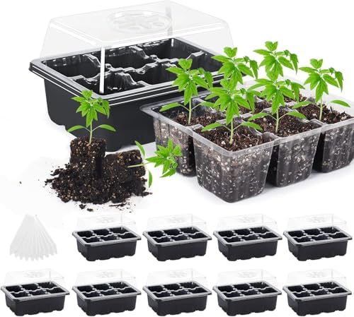 MIXC 10 Packs Seed Starter Tray Seed Starter Kit with Humidity Dome (60 Cells Total Tray) Seed Start