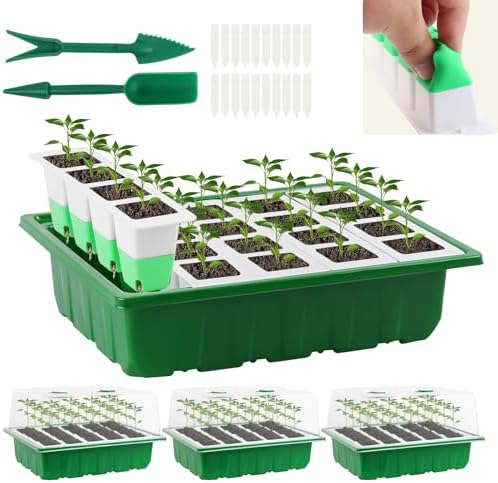 Sondiko Seed Starter Tray with Soft Silicone Cells, 80 Cells Seedling Trays Seed Startering Kit, 4 P