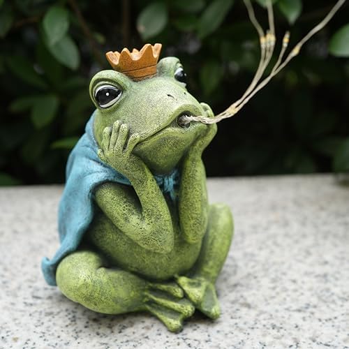 Solar Garden Decor Frog Prince Statue Outdoor, Birthday Gifts for Women Mom Grandma Senior Elder, Fr