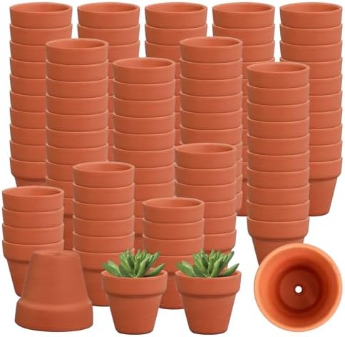 CONEHOY 160 Pcs Small Clay Pots with Drainage Hole 2 Inch Mini Terracotta Plant Pots Planters Bulk f