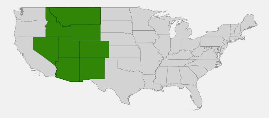 State-level native range of Aquilegia coerulea