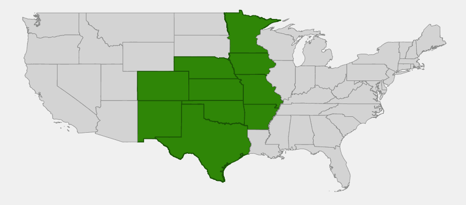 State-level native range of Callirhoe involucrata