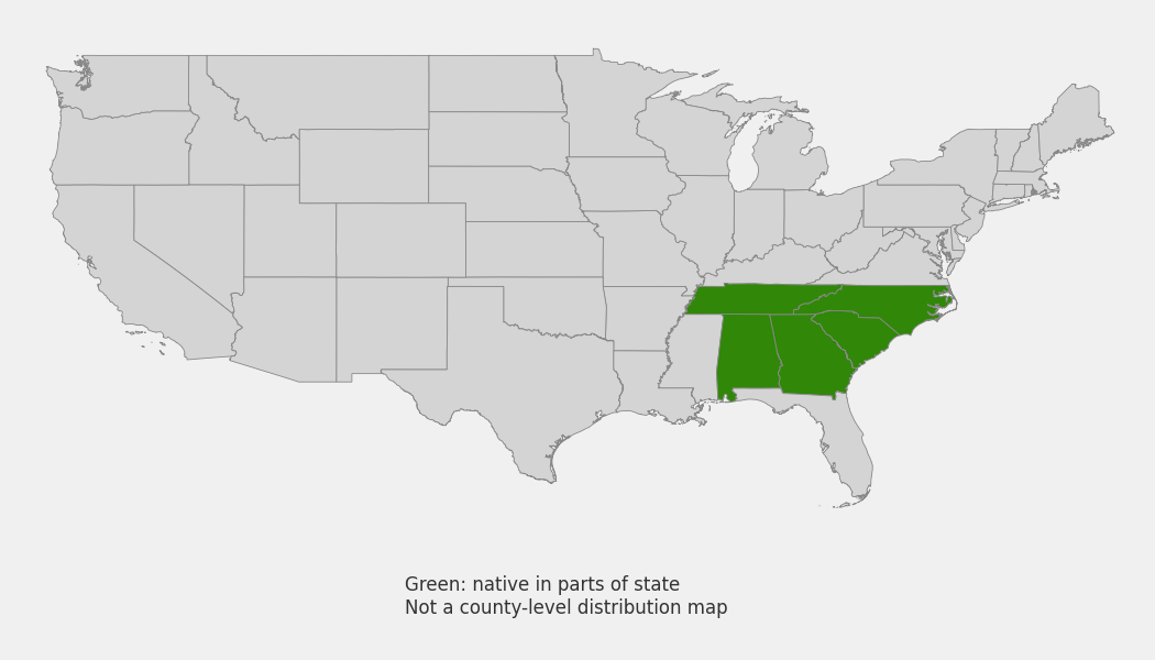 State-level native range of Chelone lyonii