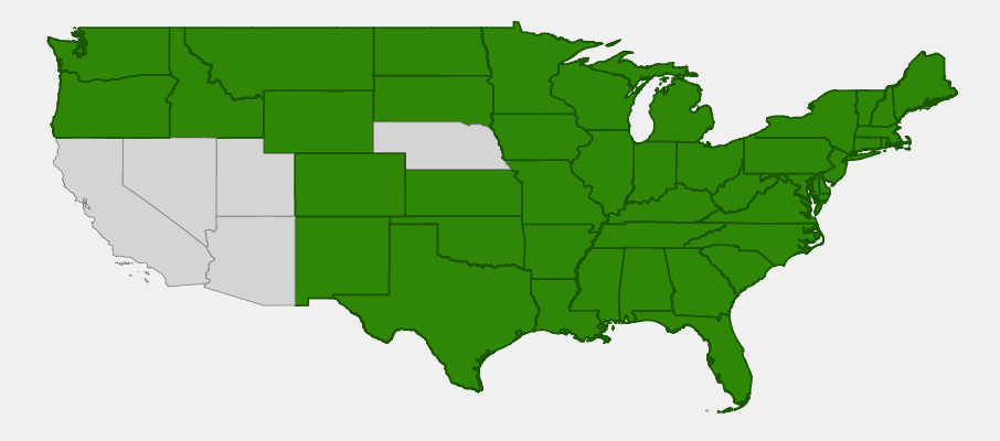 State-level native range of Danthonia spicata