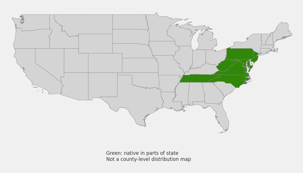 State-level native range of Dicentra eximia