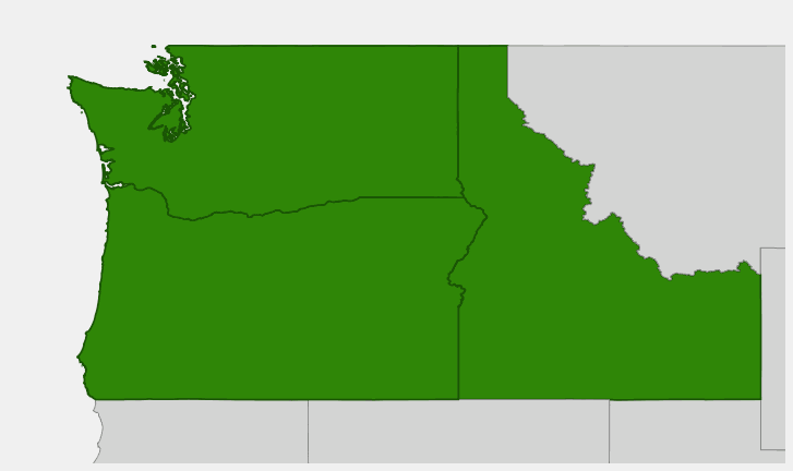 State-level native range of Eriogonum niveum