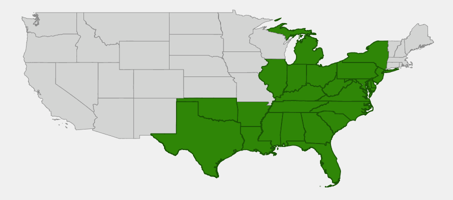 State-level native range of Gentiana saponaria