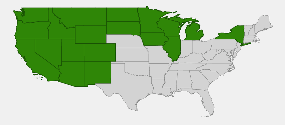 State-level native range of Geum triflorum