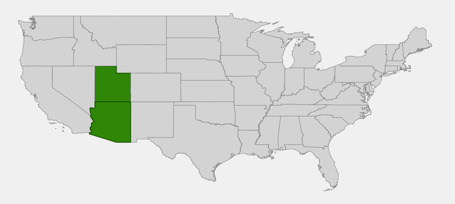 State-level native range of Helianthus anomalus