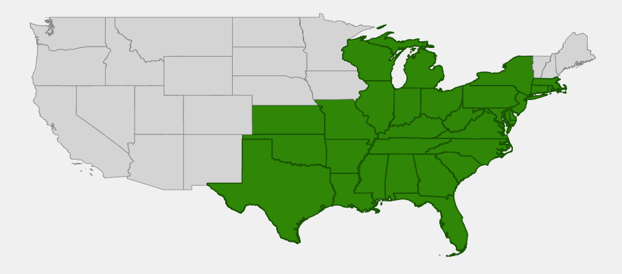 State-level native range of Hibiscus moscheutos
