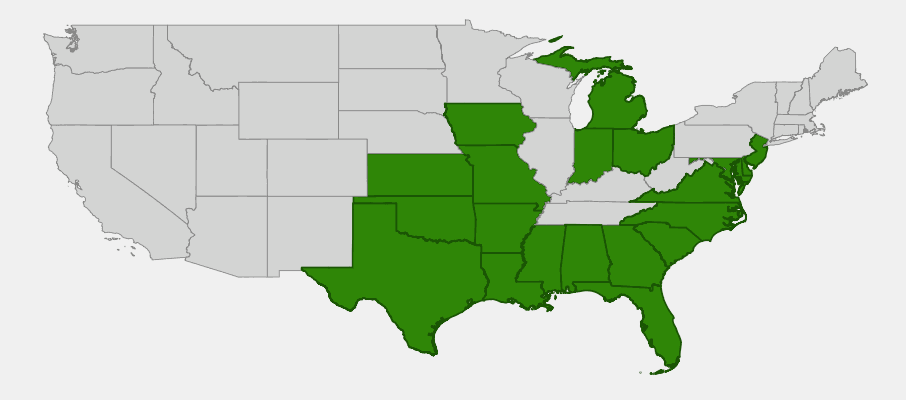 State-level native range of Ipomopsis rubra